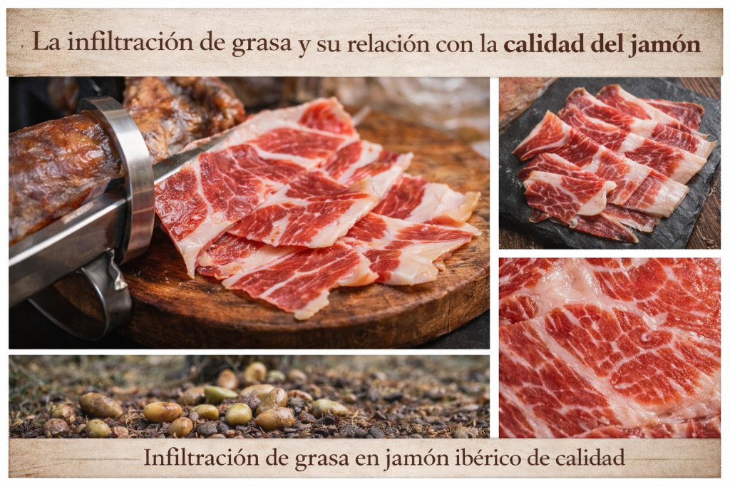 Infiltración de grasa en jamón ibérico infiltración de grasa en jamón ibérico de calidad