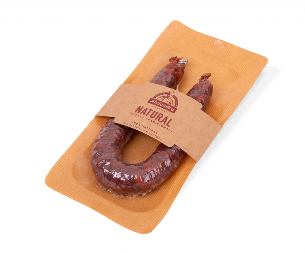 Sarta de chorizo Alejandro natural y picante, embutido artesano para aperitivo