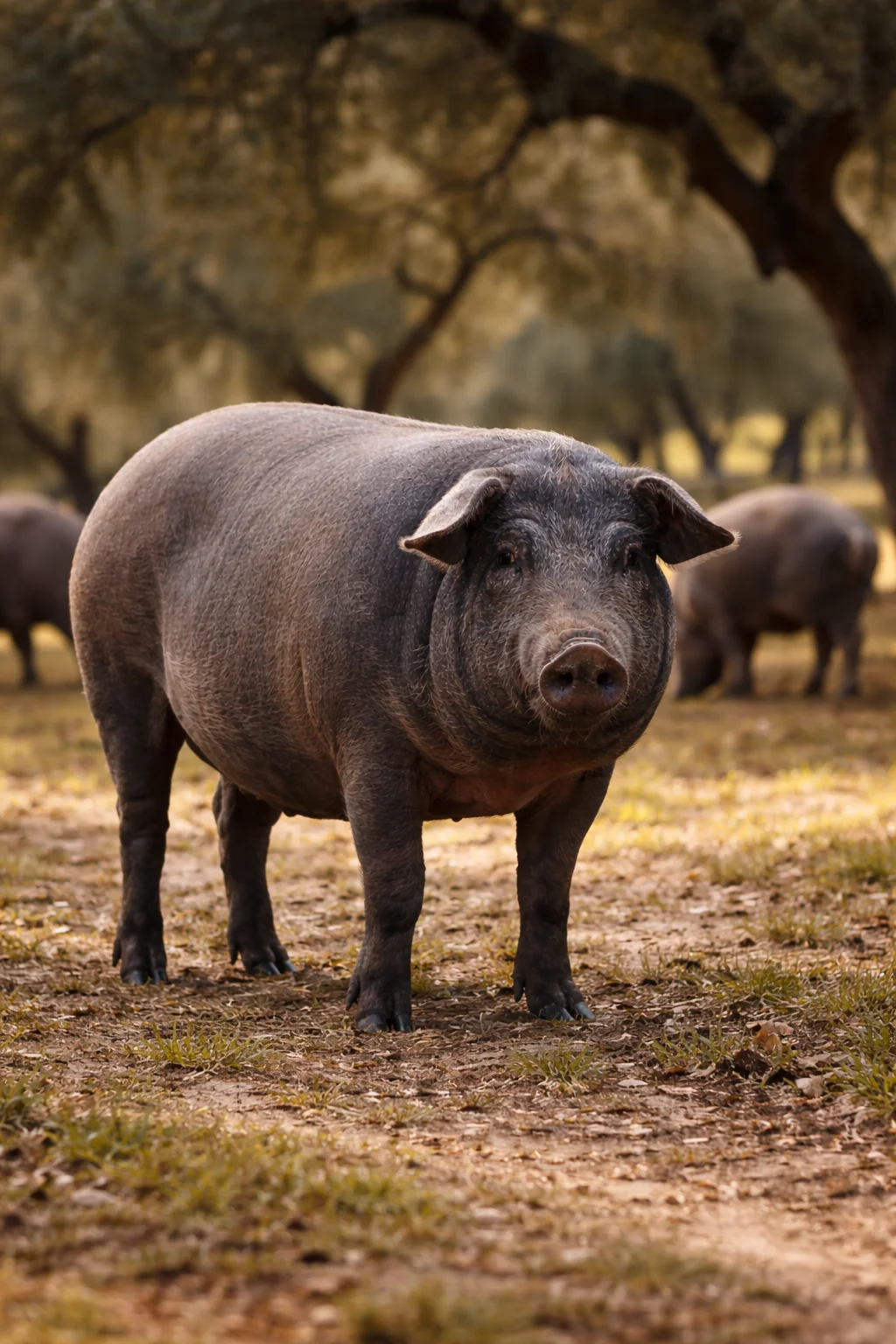 Pata de jamón ibérico en mesa de corte